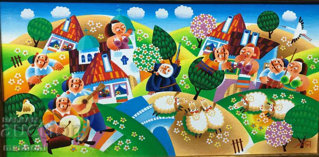 1449 Alexander Yanakiev Arranging the girl oil canvas with price 550.00 BGN | € 281.21 1449 Alexander Yanakiev Arranging the girl oil canvas with price 550.00 BGN | € 281.21