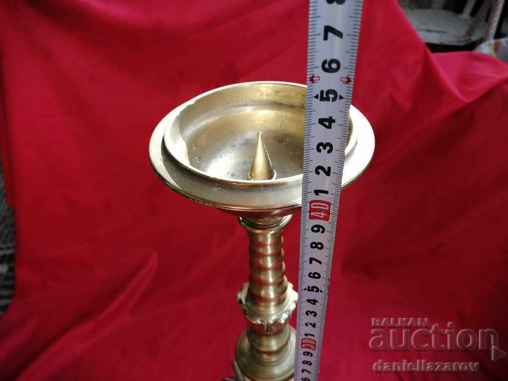 Massive Old Bronze Church Candlestick - 5 Massive Old Bronze Church Candlestick - 5