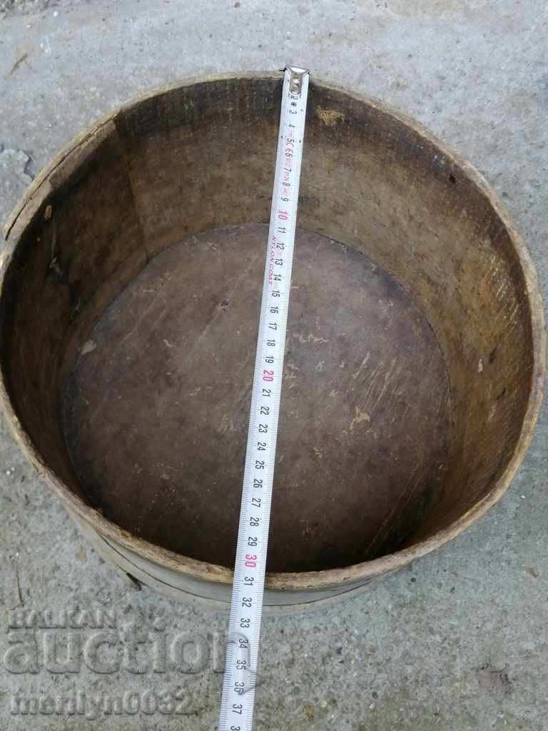 Veche căldare pentru cereale, șinică, găleată, lemn - 5