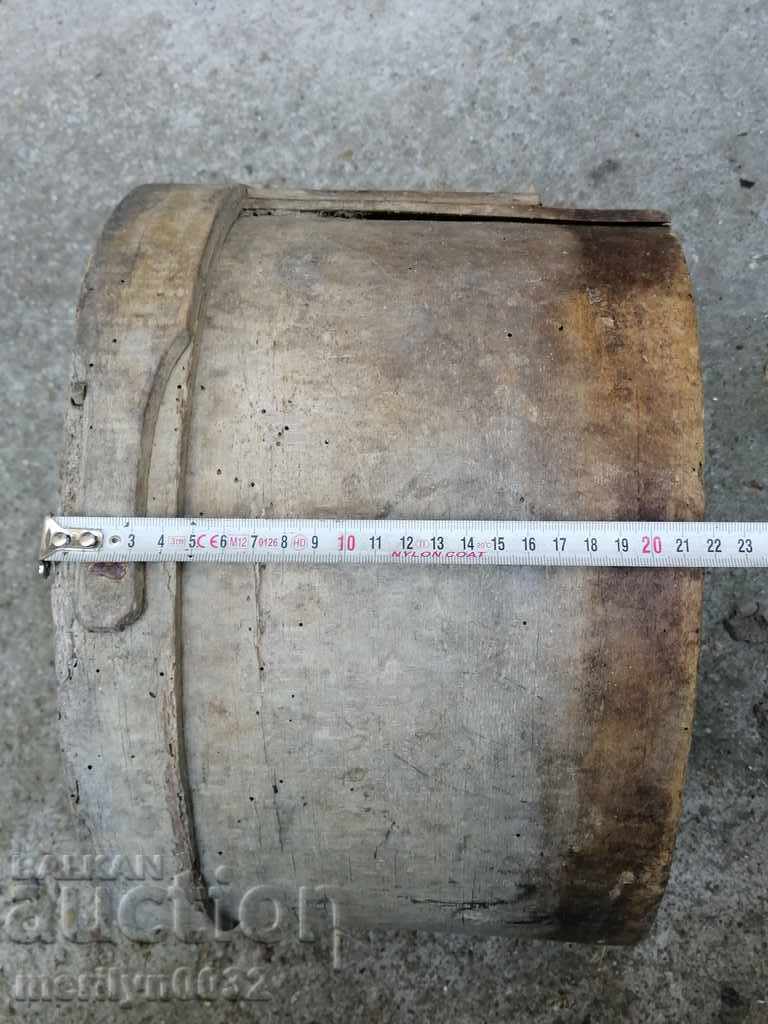 Veche căldare pentru cereale, șinică, găleată, lemn - 6