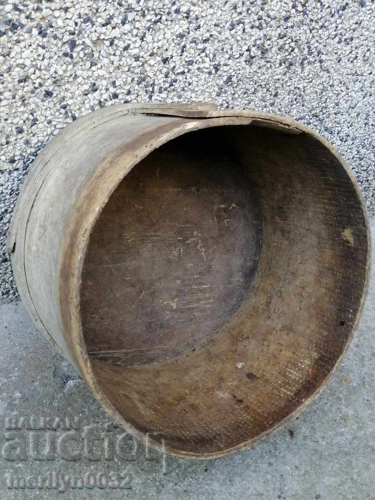 Veche căldare pentru cereale, șinică, găleată, lemn - 7