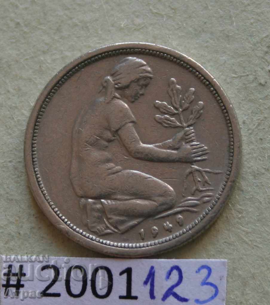 50 pfenig 1949 D Germany with price € 0.77 | 1.51 BGN