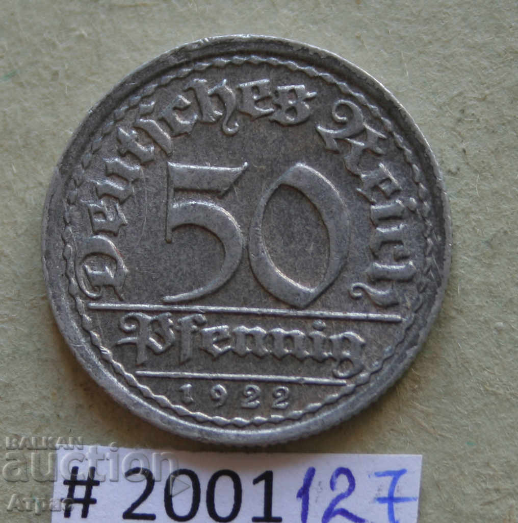 50 pfenig 1922 F Γερμανία-αλουμίνιο