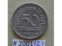 50 pfenig 1922 F Germania-aluminiu