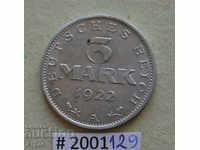 3 γραμματόσημα 1922 A Γερμανία - αλουμίνιο
