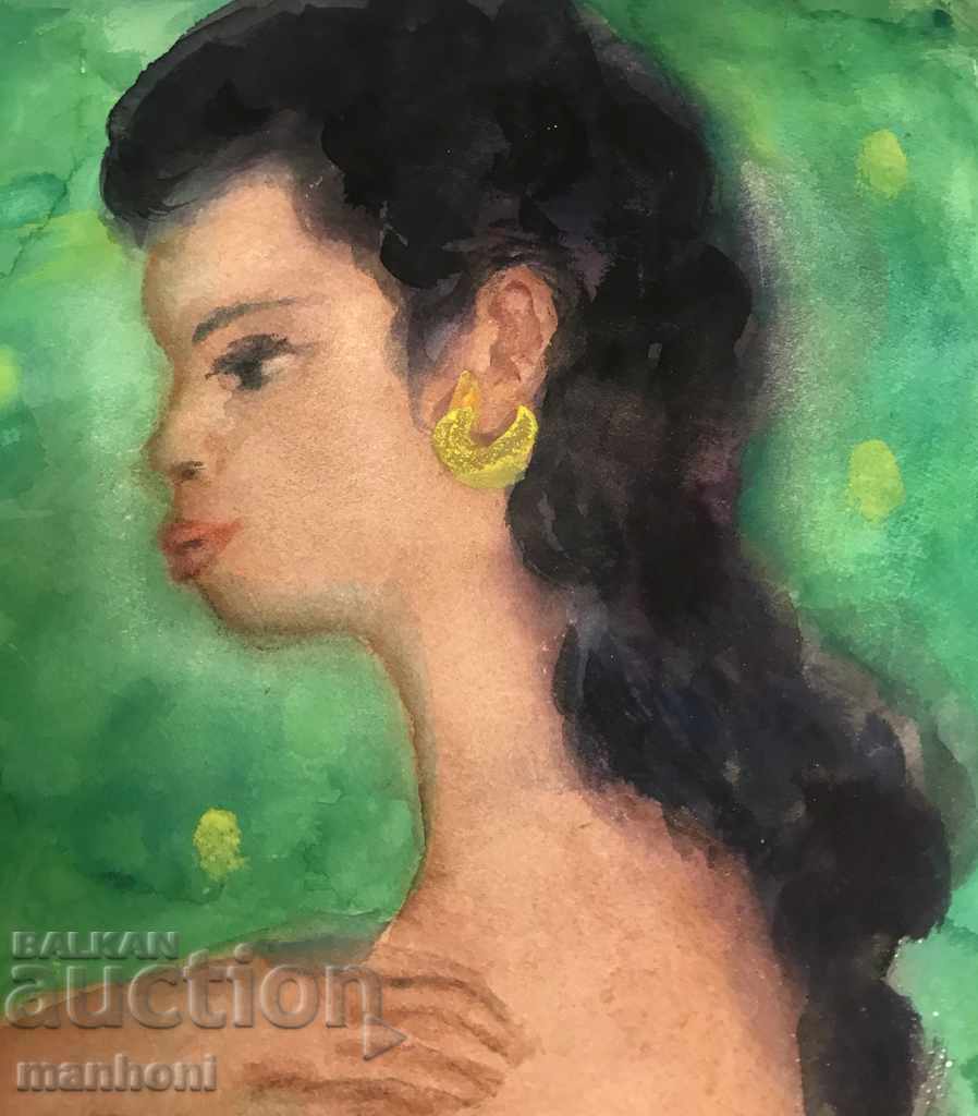 1457 Georgi Kirov Mulatka Cuba signed 1980 R. 38/55 cm. with price 300.00 BGN | € 153.39