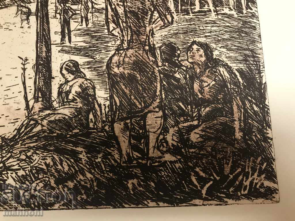 1462 Peter Chukhovski Near the River Lithograph Size 33/50 cm with price 140.00 BGN | € 71.58 1462 Peter Chukhovski Near the River Lithograph Size 33/50 cm with price 140.00 BGN | € 71.58