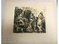 1465 Peter Chukhovski At the Levels lithography Size 44/52 cm.