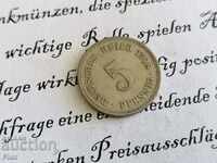 Райх монета - Германия - 5 пфенига | 1908г.; серия D