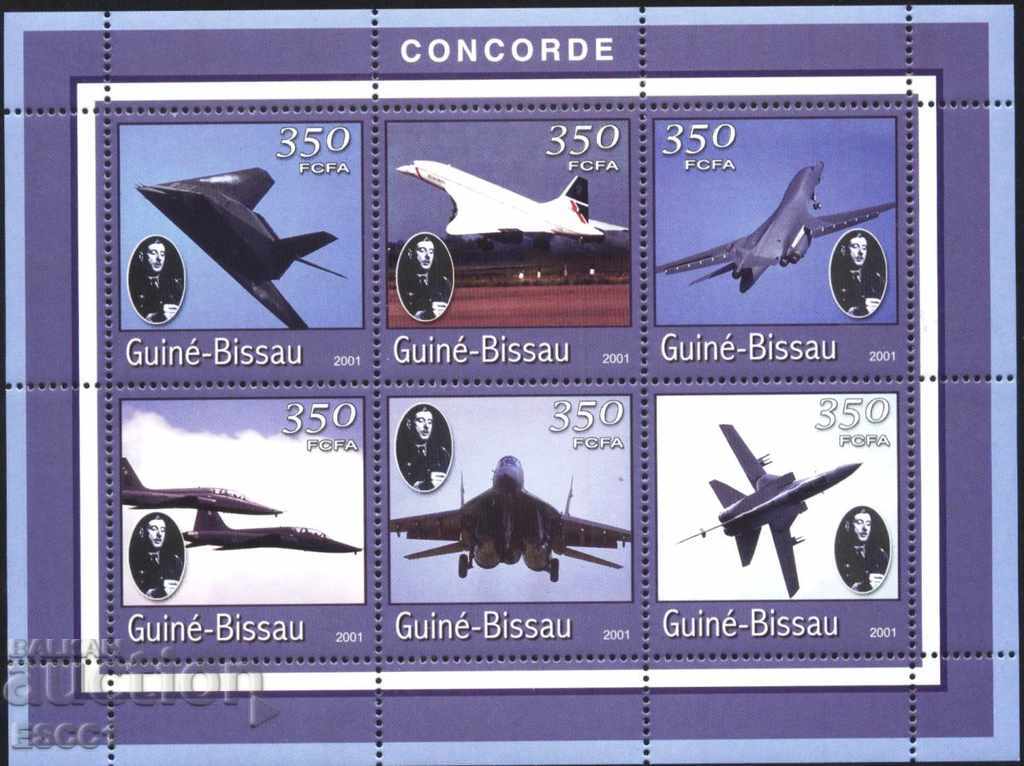 Чист блок Авиация Самолети Конкорд 2001 от Гвинея Бисау