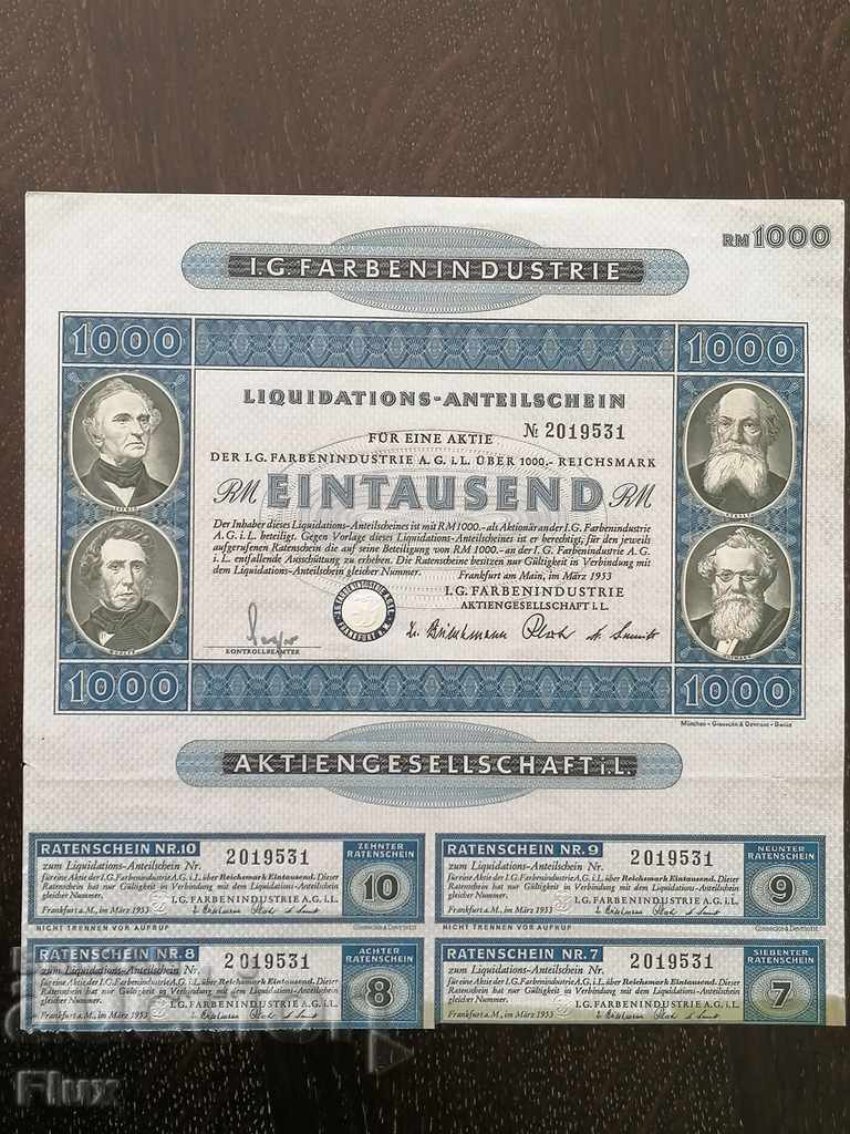 Μερίδιο εκκαθάρισης 1000 RM | I.G. Farbenindustrie | 1953 - 5