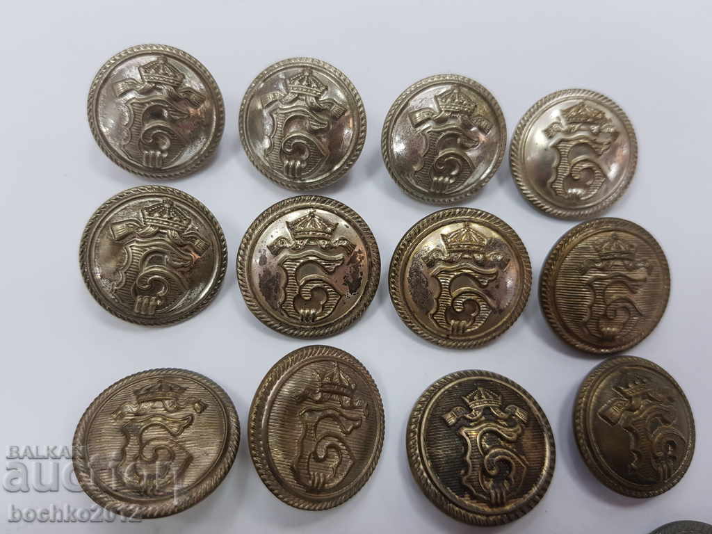 Auction Bulgarian Royal Pilot Military Buttons 16pcs-Boris III Auction Bulgarian Royal Pilot Military Buttons 16pcs-Boris III