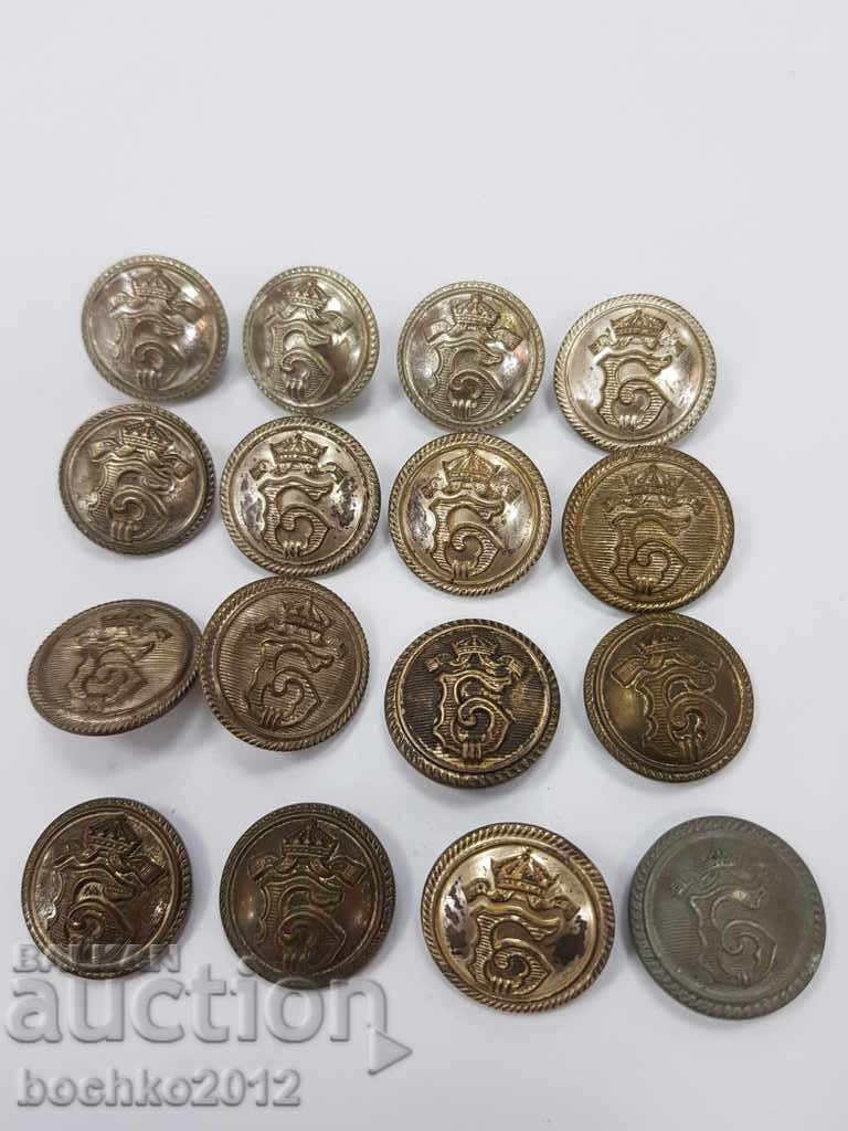 Bulgarian Royal Pilot Military Buttons 16pcs-Boris III - 7 Bulgarian Royal Pilot Military Buttons 16pcs-Boris III - 7