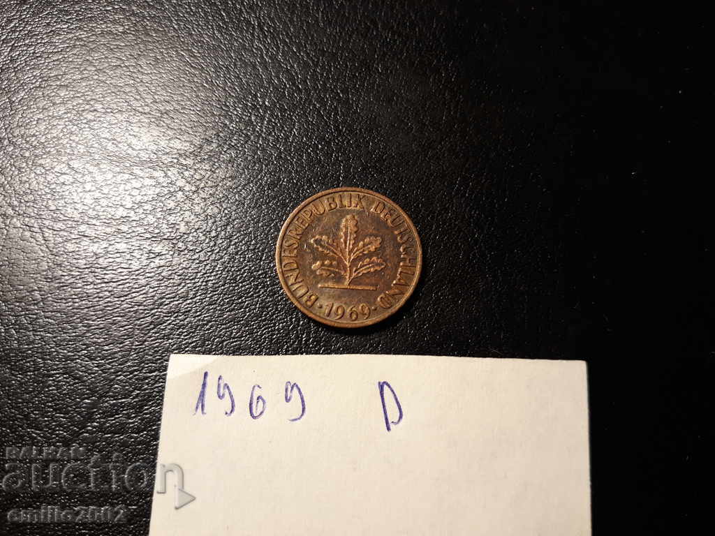 1 pfning 1969 D BDR - GFR - Germany with price 0.39 BGN | € 0.20 1 pfning 1969 D BDR - GFR - Germany with price 0.39 BGN | € 0.20