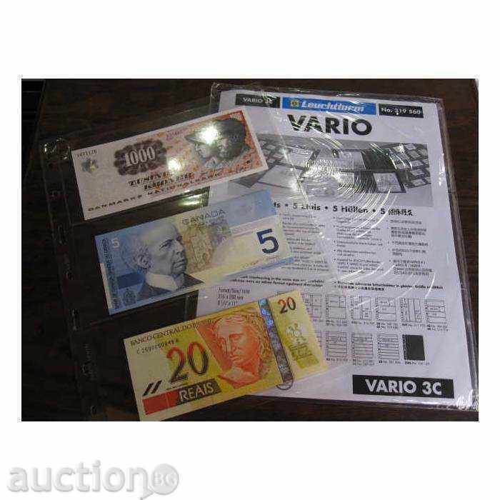 Fișe pentru bancnote din sistemul VARIO de la Leuchtturm