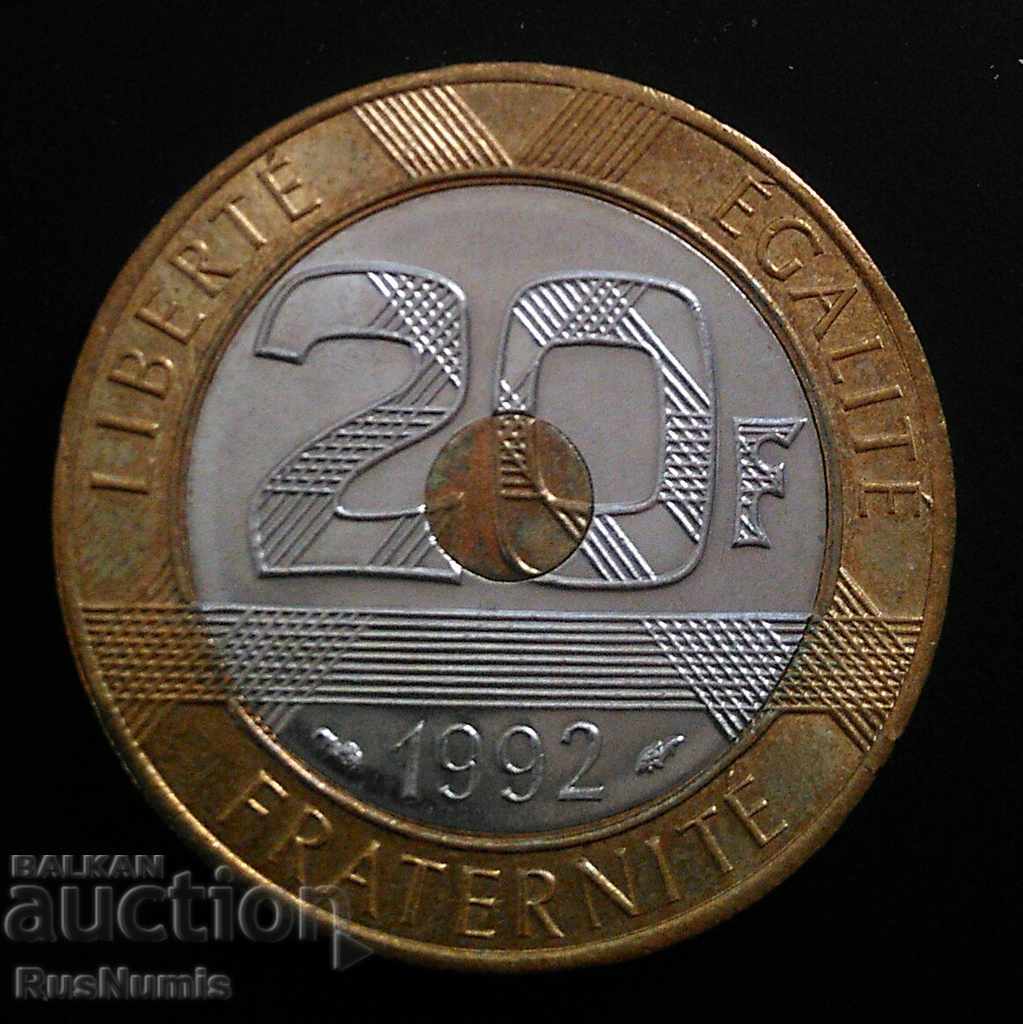 Франция. 20 франка 1992 г.UNC.