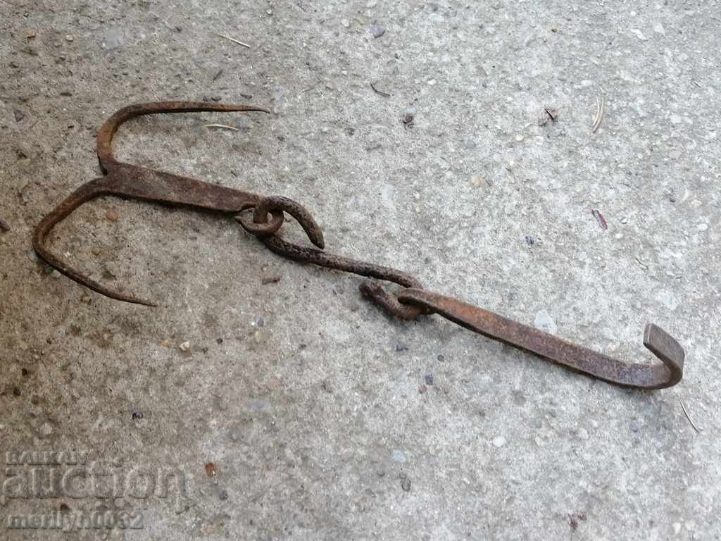 An old forged scraping hook, double twin - 5 An old forged scraping hook, double twin - 5
