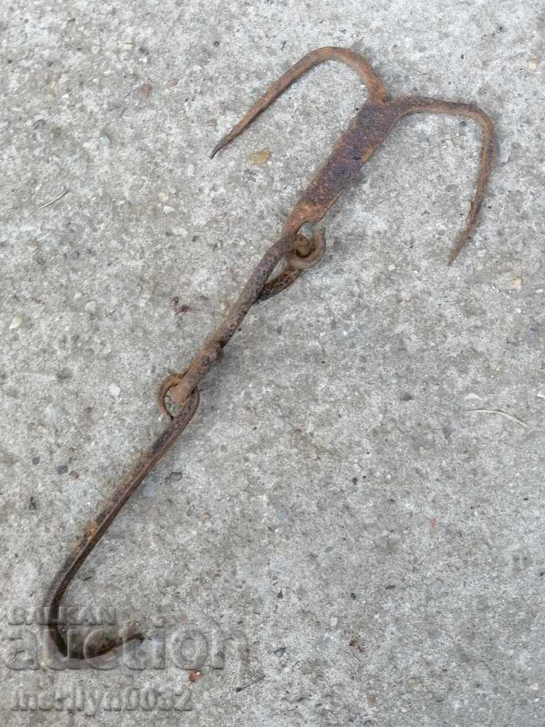 An old forged scraping hook, double twin - 6 An old forged scraping hook, double twin - 6