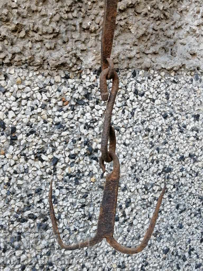 An old forged scraping hook, double twin - 7 An old forged scraping hook, double twin - 7