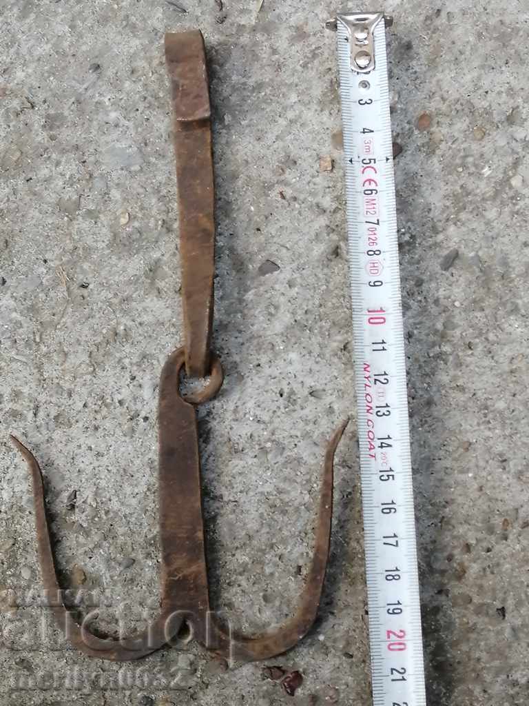 An old forged scraping hook, double twin - 5 An old forged scraping hook, double twin - 5