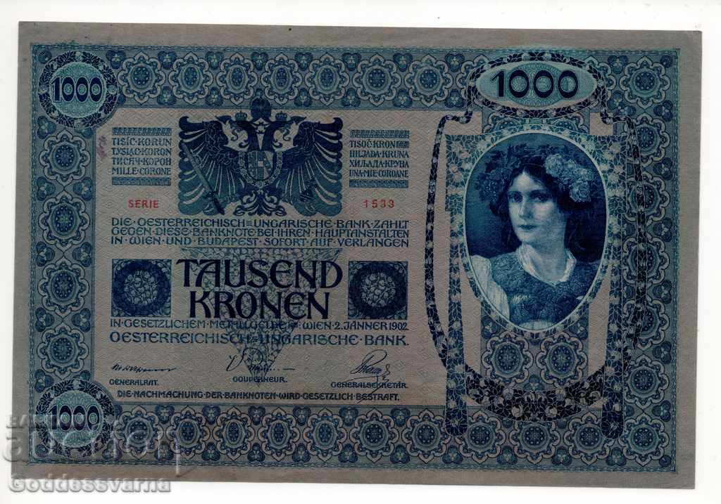 Austria 1000 Kronen 1902 Pick 59 Ref 8730 with price 35.00 BGN | € 17.90 Austria 1000 Kronen 1902 Pick 59 Ref 8730 with price 35.00 BGN | € 17.90