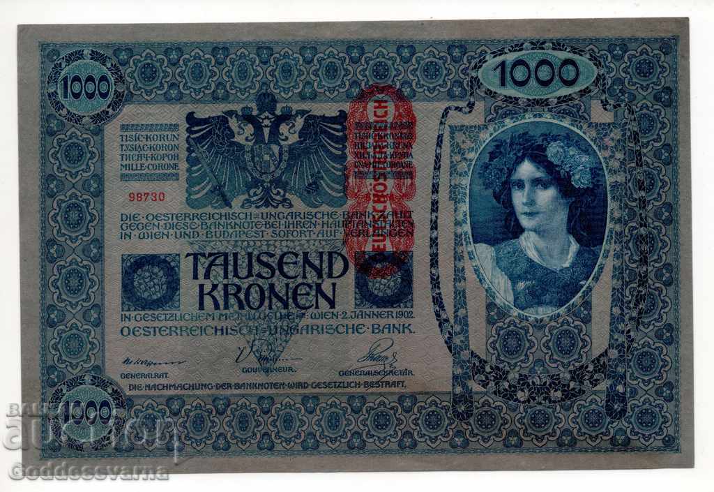 Austria 1000 Kronen 1902 Pick 59 Ref 8730