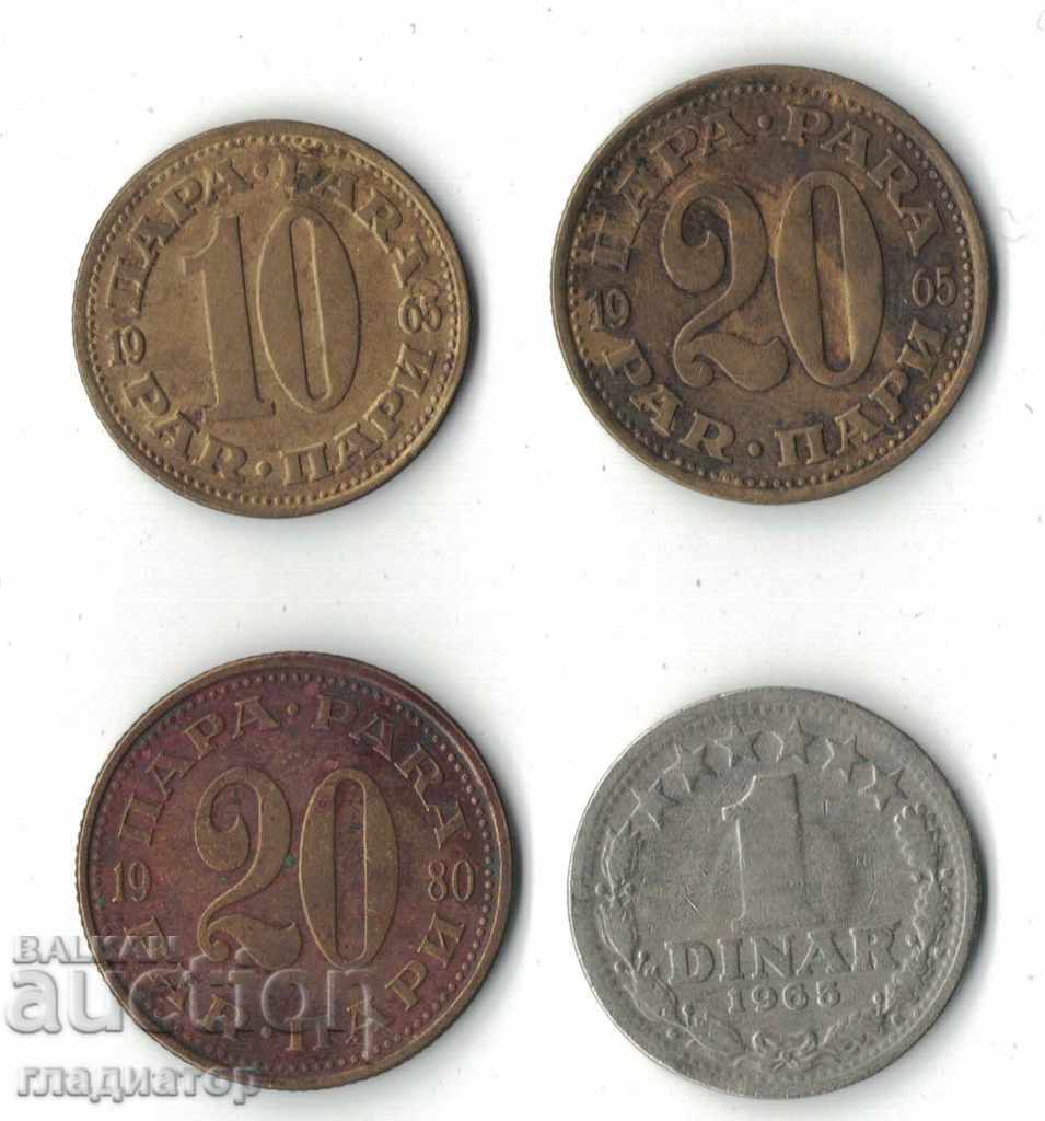 lot de monede iugoslave - 4 bucăți / IugoslaviaHi
