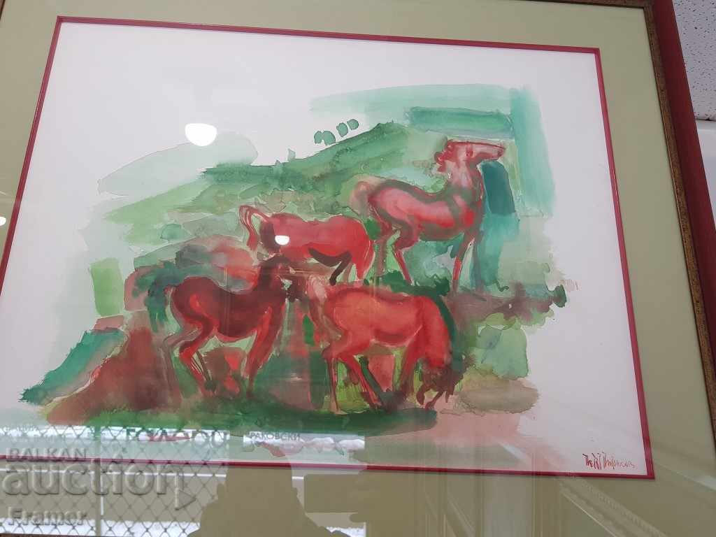 Auction  Peter Pironkov Spring in the Rhodopes - Rhodope landscape with horses