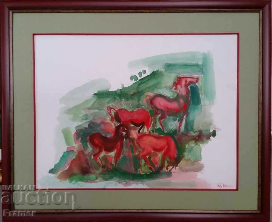 Peter Pironkov Spring in the Rhodopes - Rhodope landscape with horses