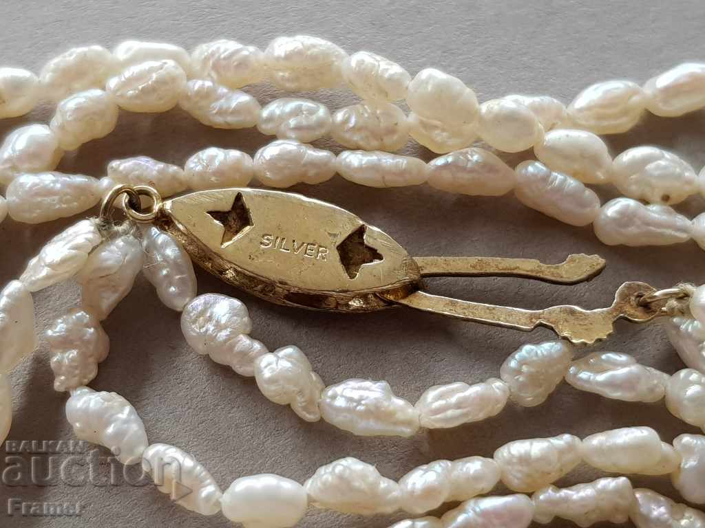 OLD NECKLACE RIVER PEARL PERFECTLY SAVED SILVER GOLD - 5 OLD NECKLACE RIVER PEARL PERFECTLY SAVED SILVER GOLD - 5