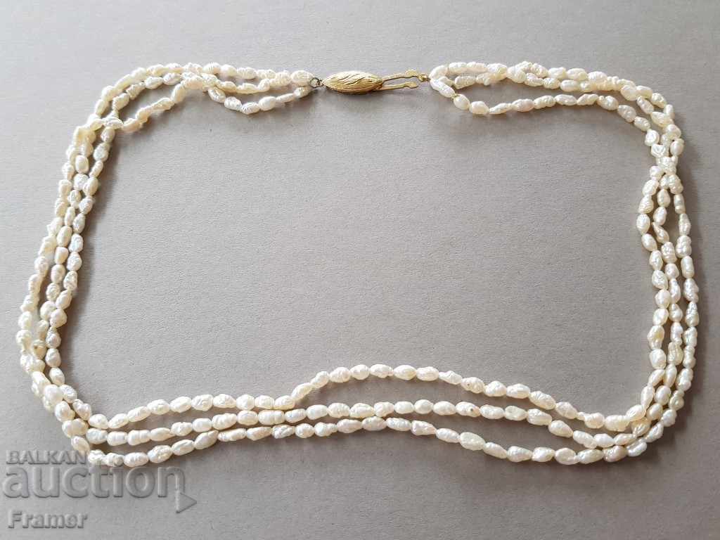 OLD NECKLACE RIVER PEARL PERFECTLY SAVED SILVER GOLD