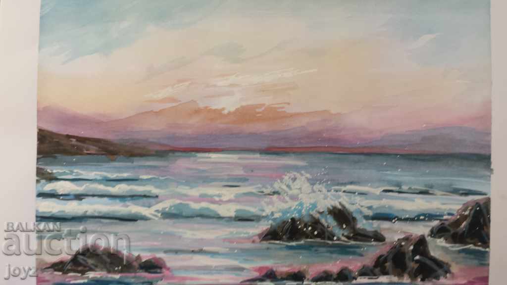 КАРТИНА МОРСКИ ПЕЙЗАЖ смесена техника / Л.КАЦАРОВ с цена 30.00 лв. | € 15.34 КАРТИНА МОРСКИ ПЕЙЗАЖ смесена техника / Л.КАЦАРОВ с цена 30.00 лв. | € 15.34