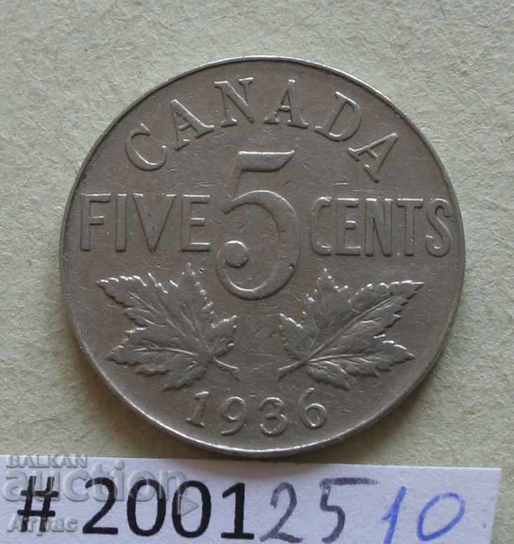 5 cents 1936 Canada
