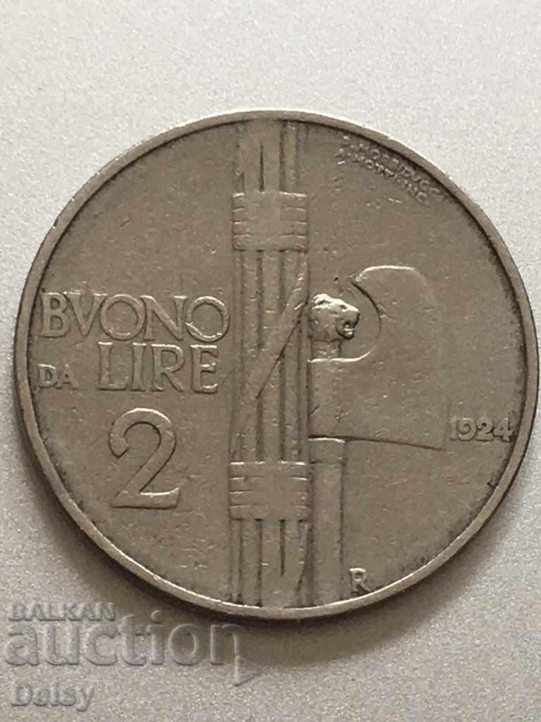 Италия 2 лири 1924г.