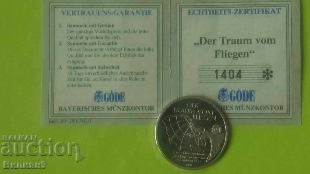 Medalie - „Visul de a zbura / Junkers JU 52” Argint 999