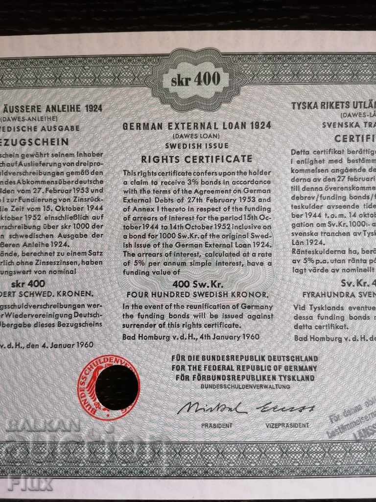 Auction Reich bond 20 stamps External debt in crowns 1924 Auction Reich bond 20 stamps External debt in crowns 1924