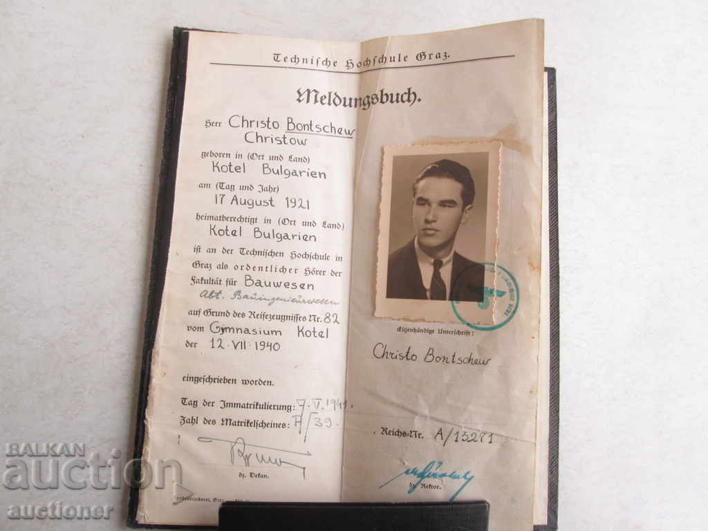 Auction MELDUNGSBUCH Student Booklet Graz Austria 3 Reich Auction MELDUNGSBUCH Student Booklet Graz Austria 3 Reich