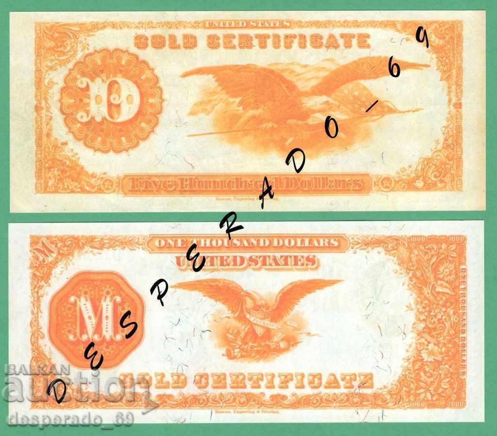 (¯`'•.¸(reproduction) USA 1882 UNC - 5 banknotes¸.•'´¯) - 5 (¯`'•.¸(reproduction) USA 1882 UNC - 5 banknotes¸.•'´¯) - 5