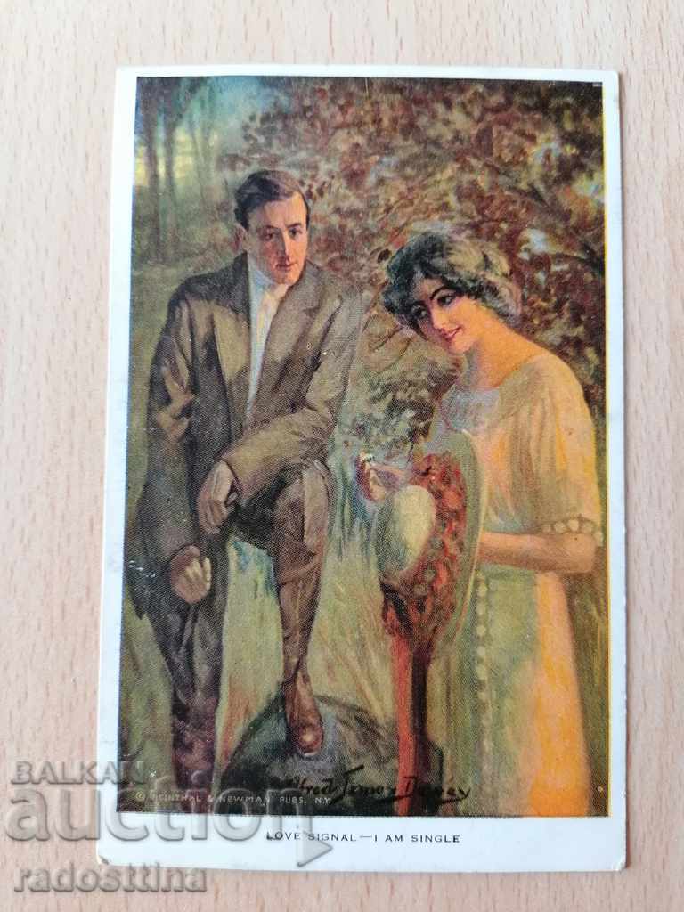 Стара цветна немска картичка 1919 г. Славка Икономова