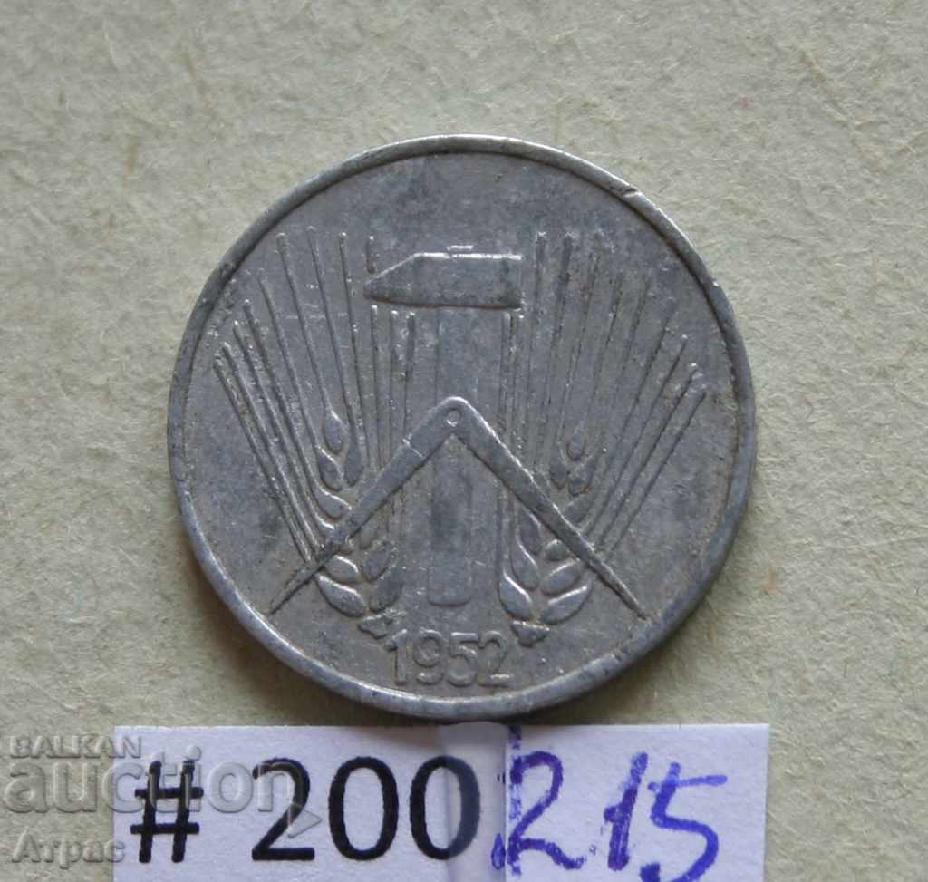 1 pfenig 1952 Ένα GDR με τιμή € 0.26 | 0.51 BGN