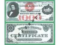 (¯`'•.¸(репродукция)  САЩ  1000 долара 1878  UNC¸.•'´¯)