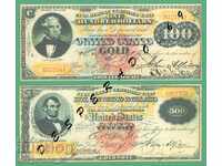(¯`'•.¸(репродукция)  САЩ 1870-1875 UNC -2 бр.банкноти.•'´¯)