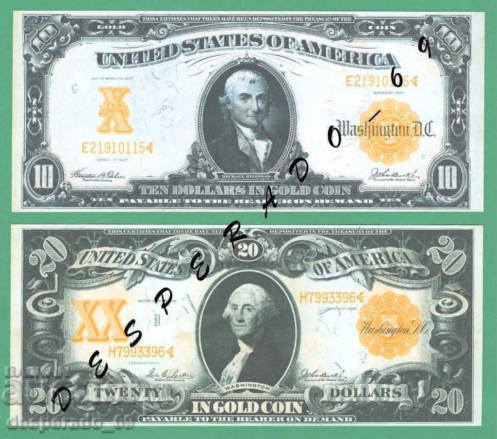 (¯`'•.¸(reproducere) SUA 1906-1913 UNC - 4 buc. bancnote.•'´¯) cu preț € 6.00 | 11.74 BGN