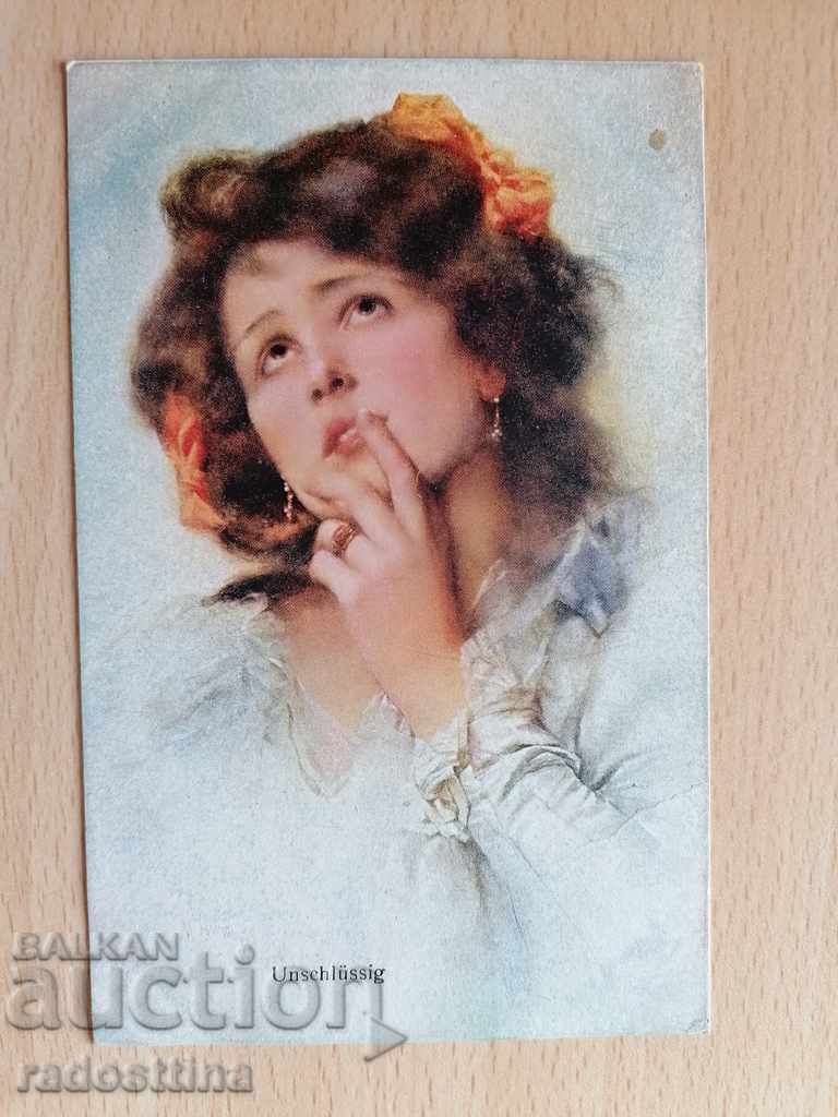 Old German color card 1918 Unschlussig