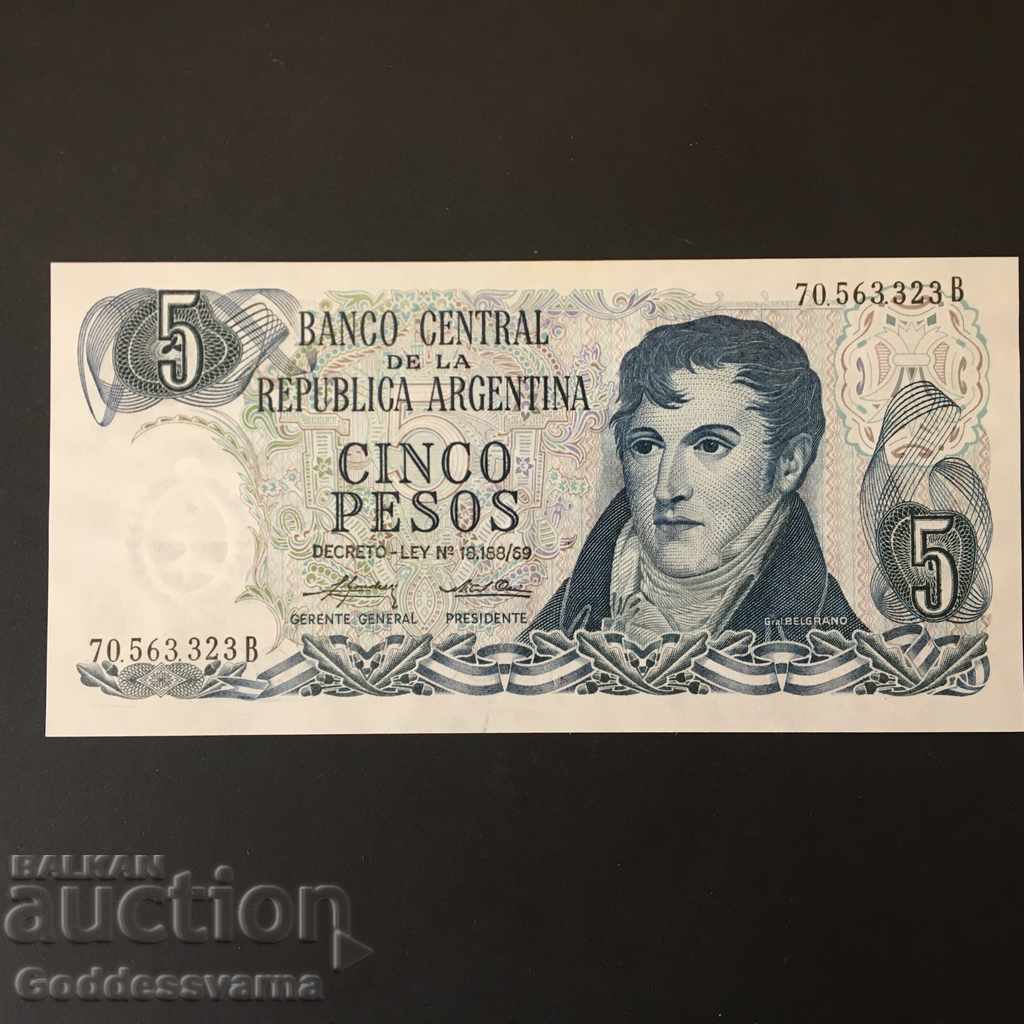 Argentina 5 Pesos Unc Ref 3328B
