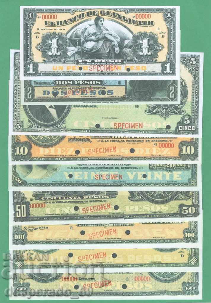 Reproduction MEXICO (GUANAJUA) UNC - 9 pcs. banknotes Reproduction MEXICO (GUANAJUA) UNC - 9 pcs. banknotes