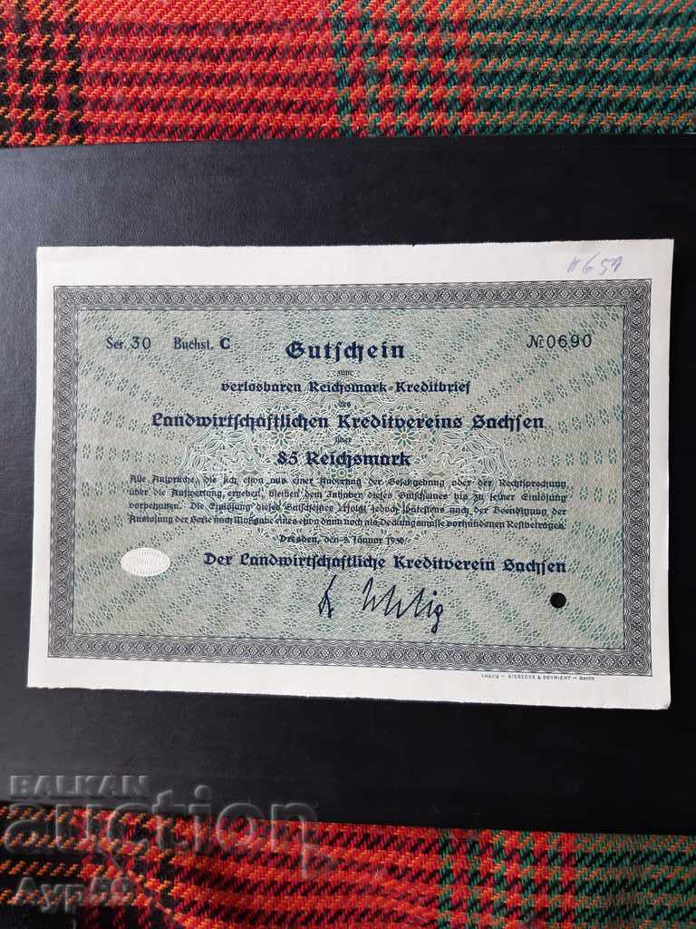 GUTFCHEIN-85REICHMARK.1930GERMANIYA-2