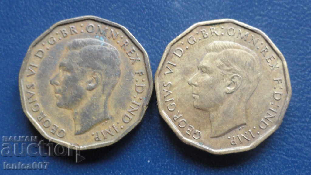 Great Britain 1943-1945 - 3 pence (2 pieces) with price 4.40 BGN | € 2.25
