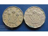 Great Britain 1943-1945 - 3 pence (2 pieces)