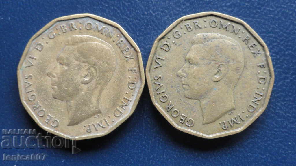 Great Britain 1943-1945 - 3 pence (2 pieces) 1 with price 4.40 BGN | € 2.25 Great Britain 1943-1945 - 3 pence (2 pieces) 1 with price 4.40 BGN | € 2.25